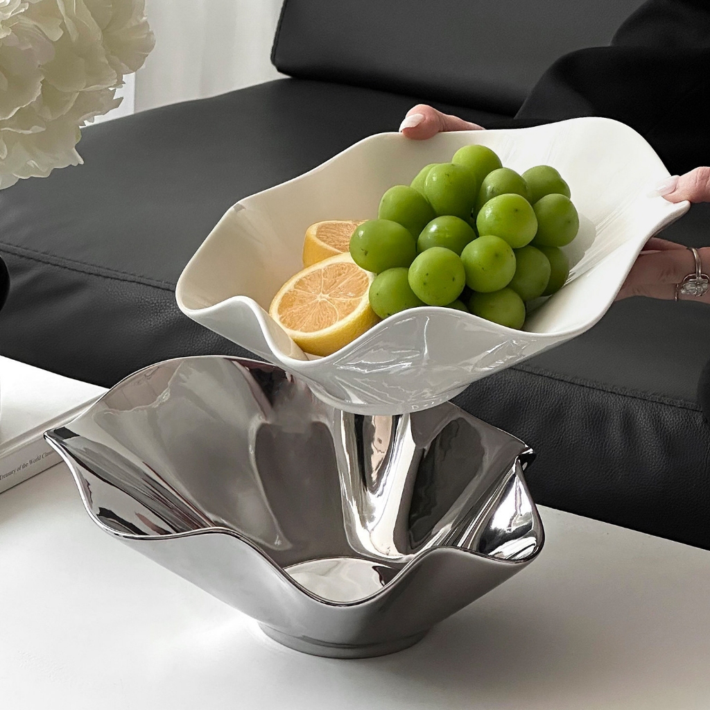 Khay đựng trái cây gốm sứ Wavy Bowl decor