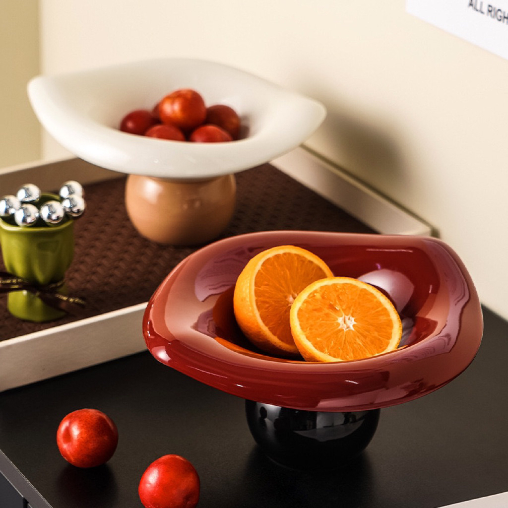 Khay đựng trái cây gốm sứ trang trí nhà cửa - Khay hoa quả decor nghệ thuật