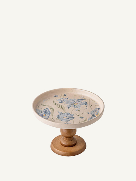 Khay gốm đựng đồ đa năng họa tiết hoa xanh Vintage