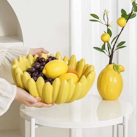 Khay hoa quả gốm sứ decor hình nải chuối