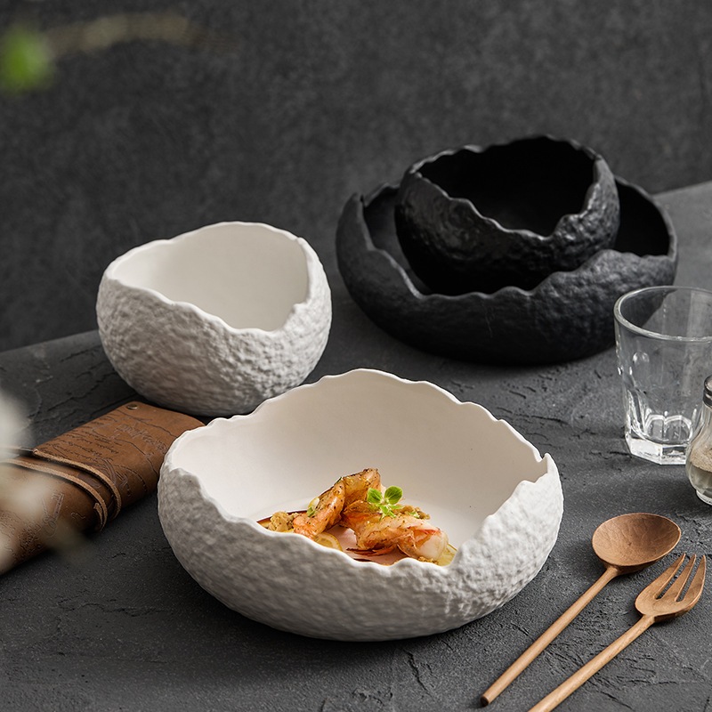 Set bát gốm sứ hình vỏ trứng Eggshell Bowl phong cách Wabi-sabi cao cấp