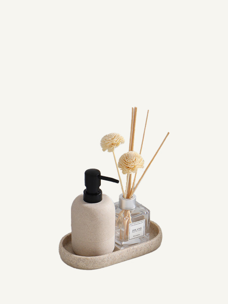 Set chai đựng dầu gội, nước rửa tay phòng tắm, phòng bếp có nút nhấn wabi-sabi