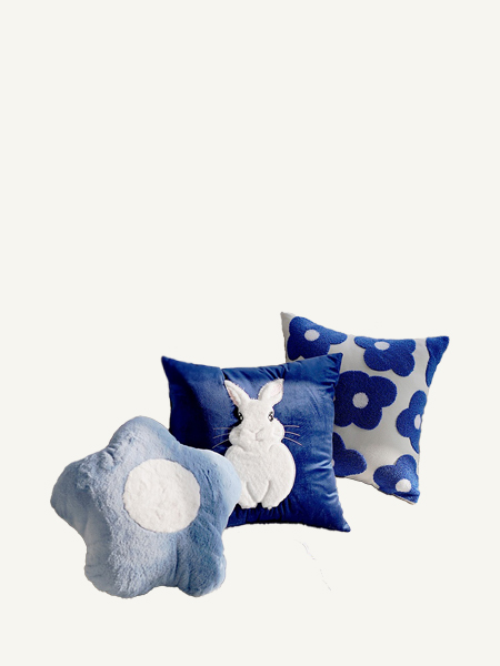 Set gối ôm sofa Youli tone xanh dương thêu cao cấp