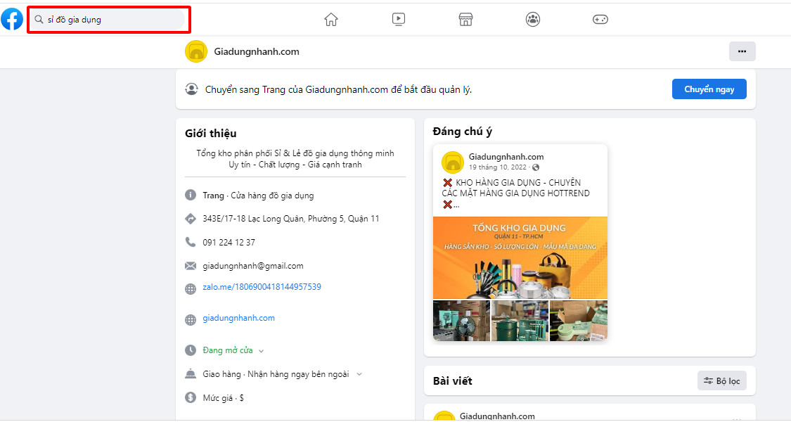 Tìm kiếm nguồn hàng sỉ đồ gia dụng qua facebook
