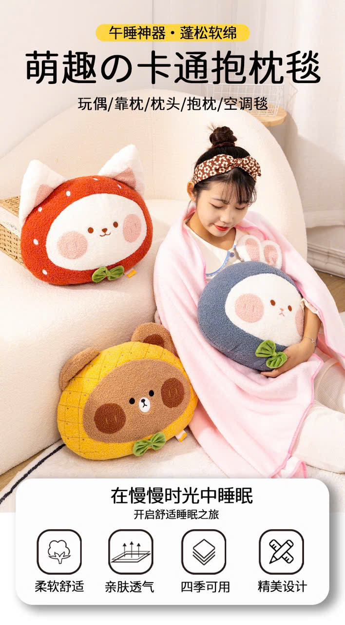 [50] Bộ Chăn Gối Văn Phòng 2in1 Hoa Qủa