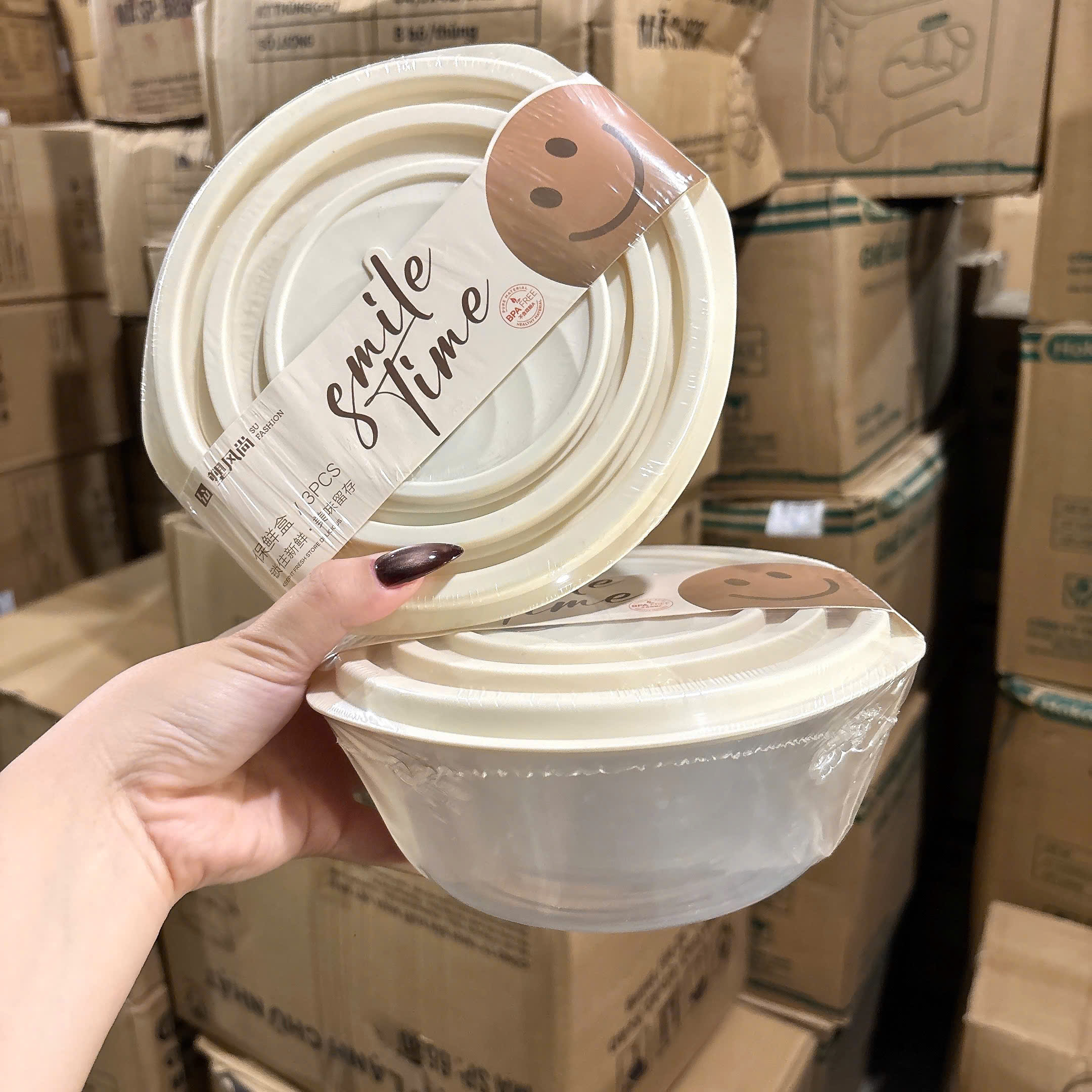 [80] Set 3 Hộp Thực Phẩm Tròn SMILE