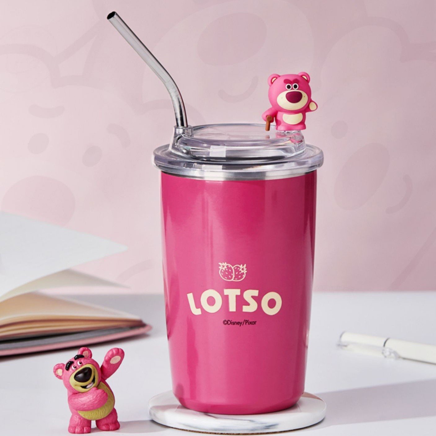 [EAT|50] Ly Giữ Nhiệt Hình Bầu Gấu Dâu 500ml