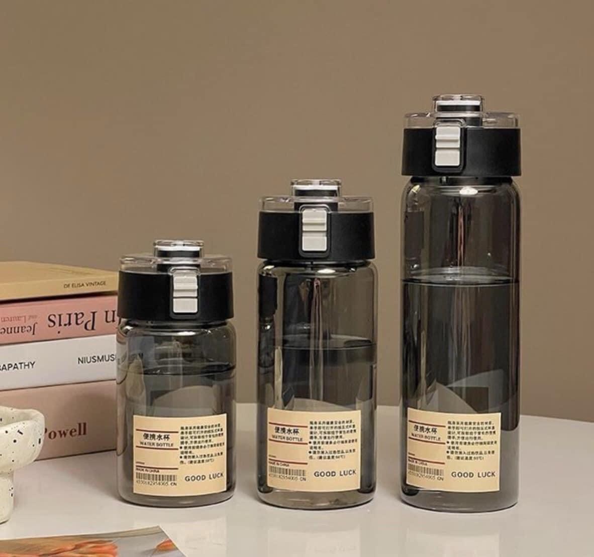 [100] Set 3 Bình Nước Nhựa Trong Muji - Màu Đen