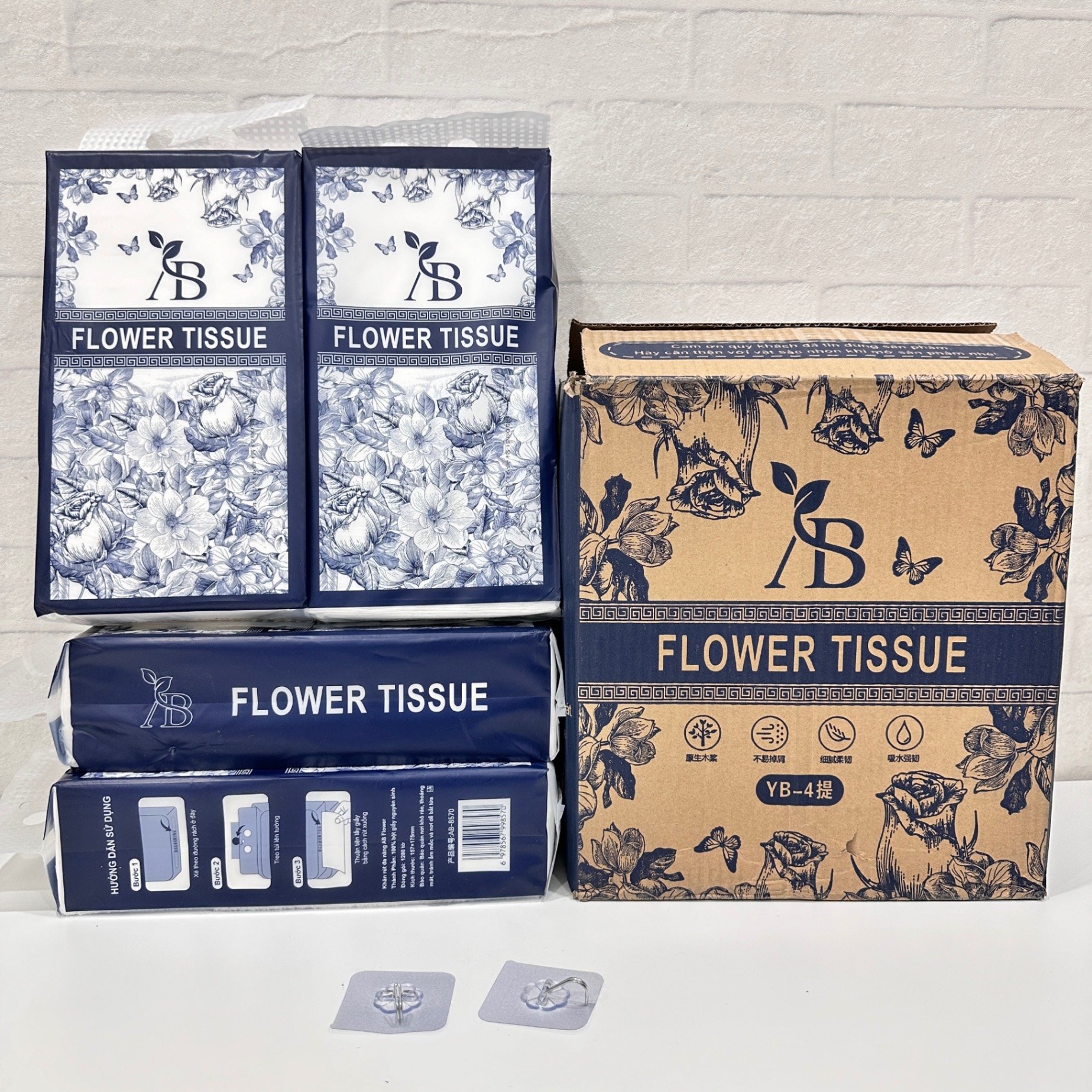 [1]Thùng 4 Bịch Giấy Rút AB Flower Tisue-Hàng TQ