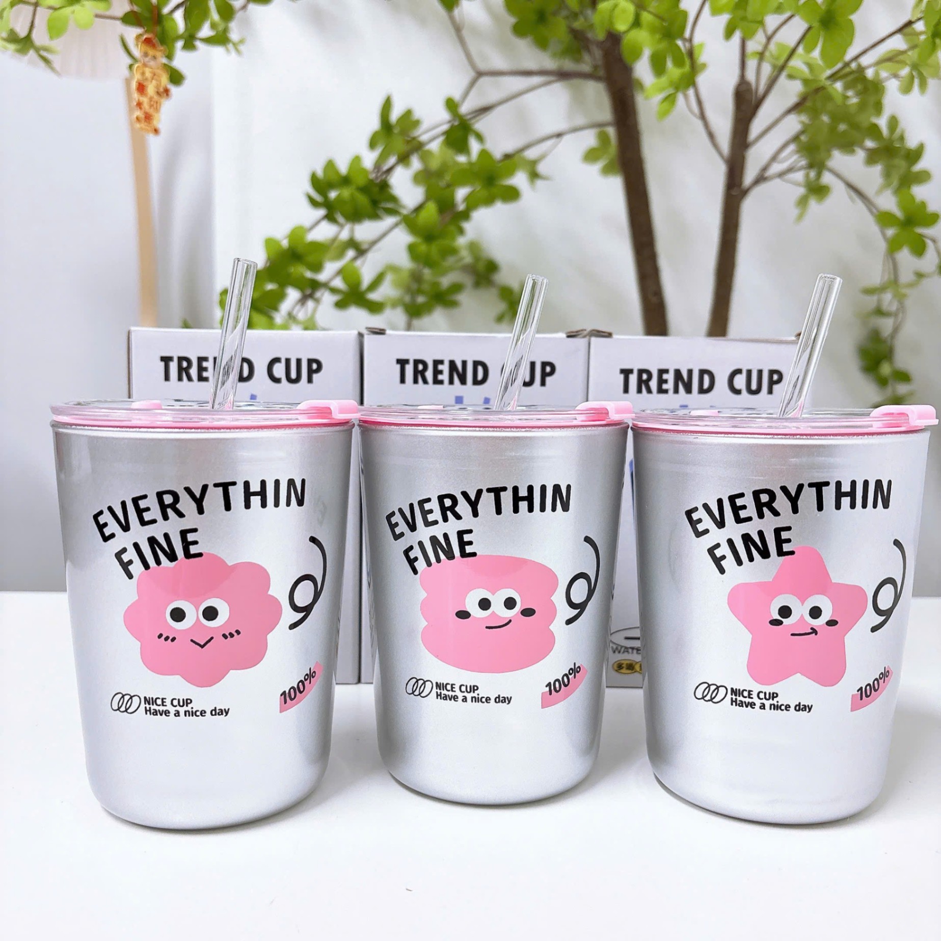 [60] Ly Thuỷ Tinh Cách Nhiệt Trend Cup