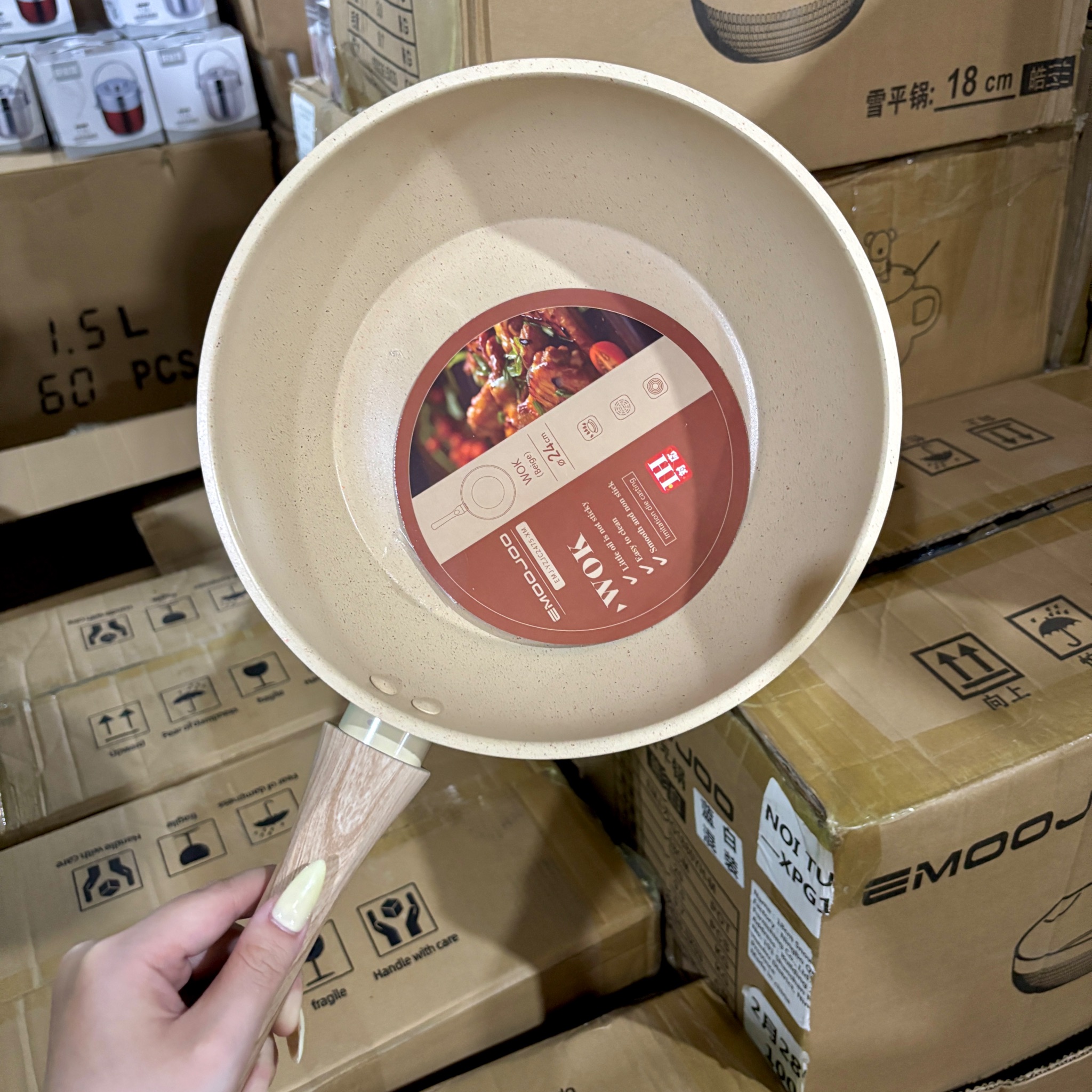 [30] Chảo Chống Dính Nhật Bản 24cm SÂU - MÀU KEM