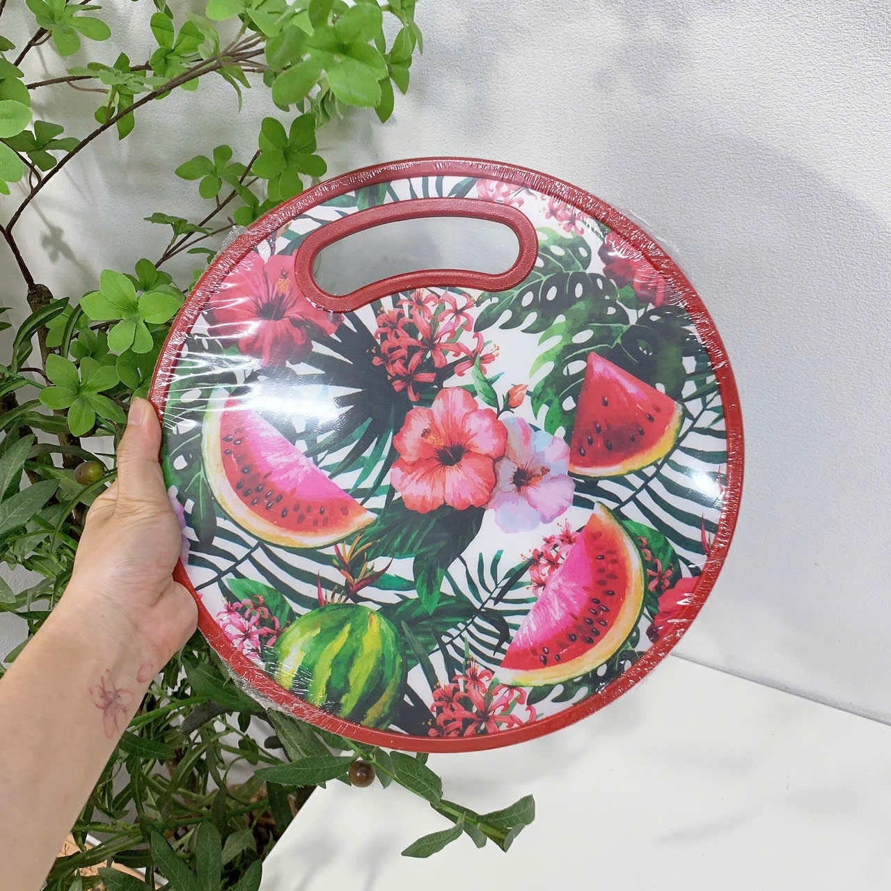 [72] Thớt Tròn Nhựa In Hoạ Tiết Chìm 3030