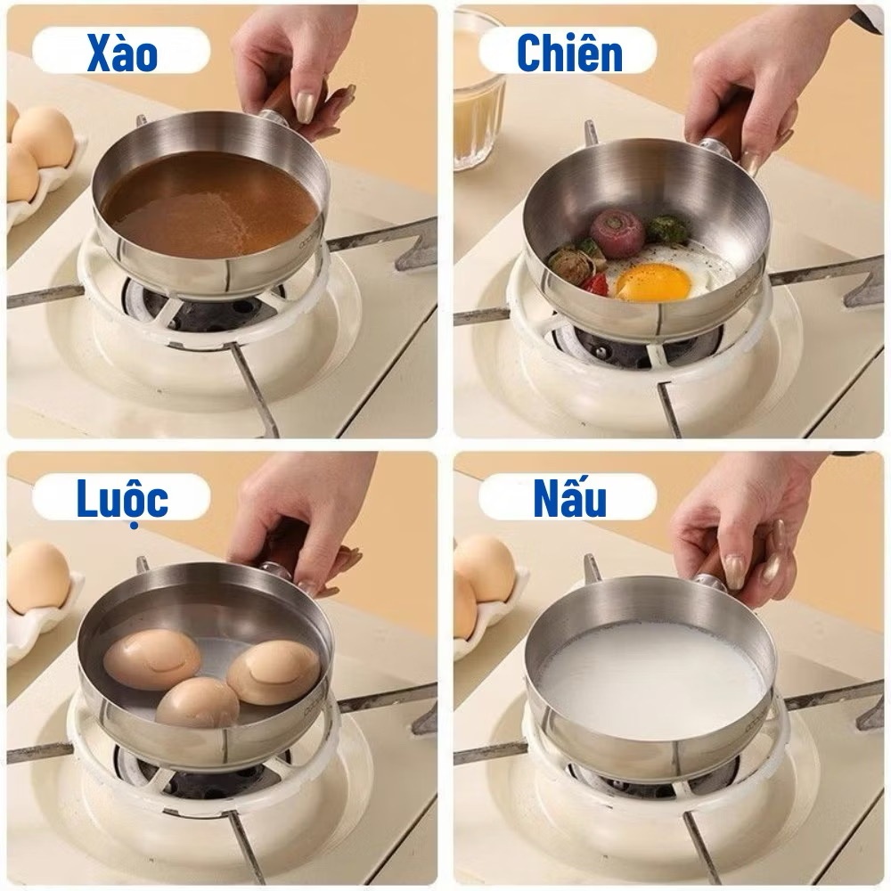 [120] Chảo Inox Cán Ngắn 16cm NẶNG