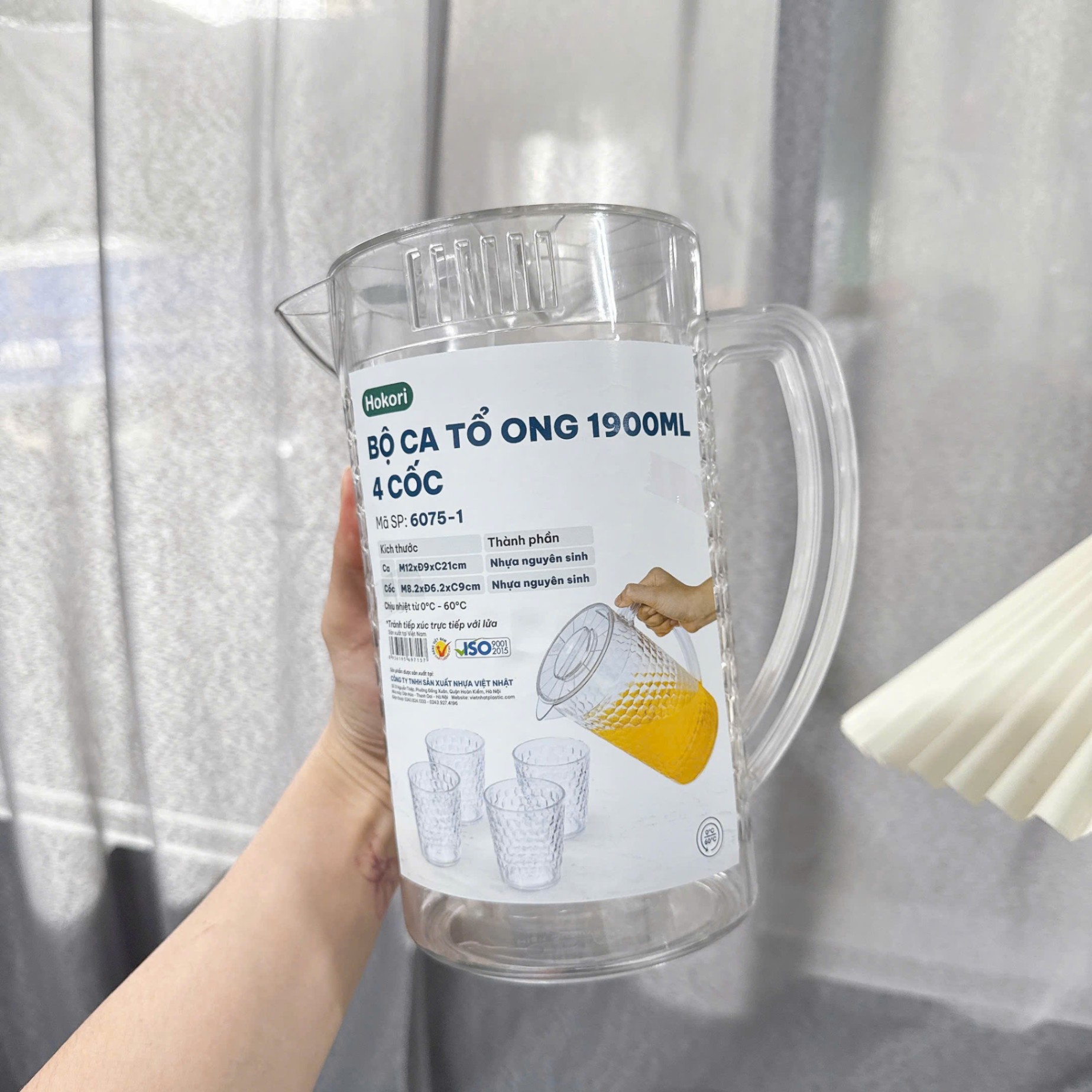 [12] Bộ Ca Tổ Ong 1900ml 4 Cốc Hokori 6075-1