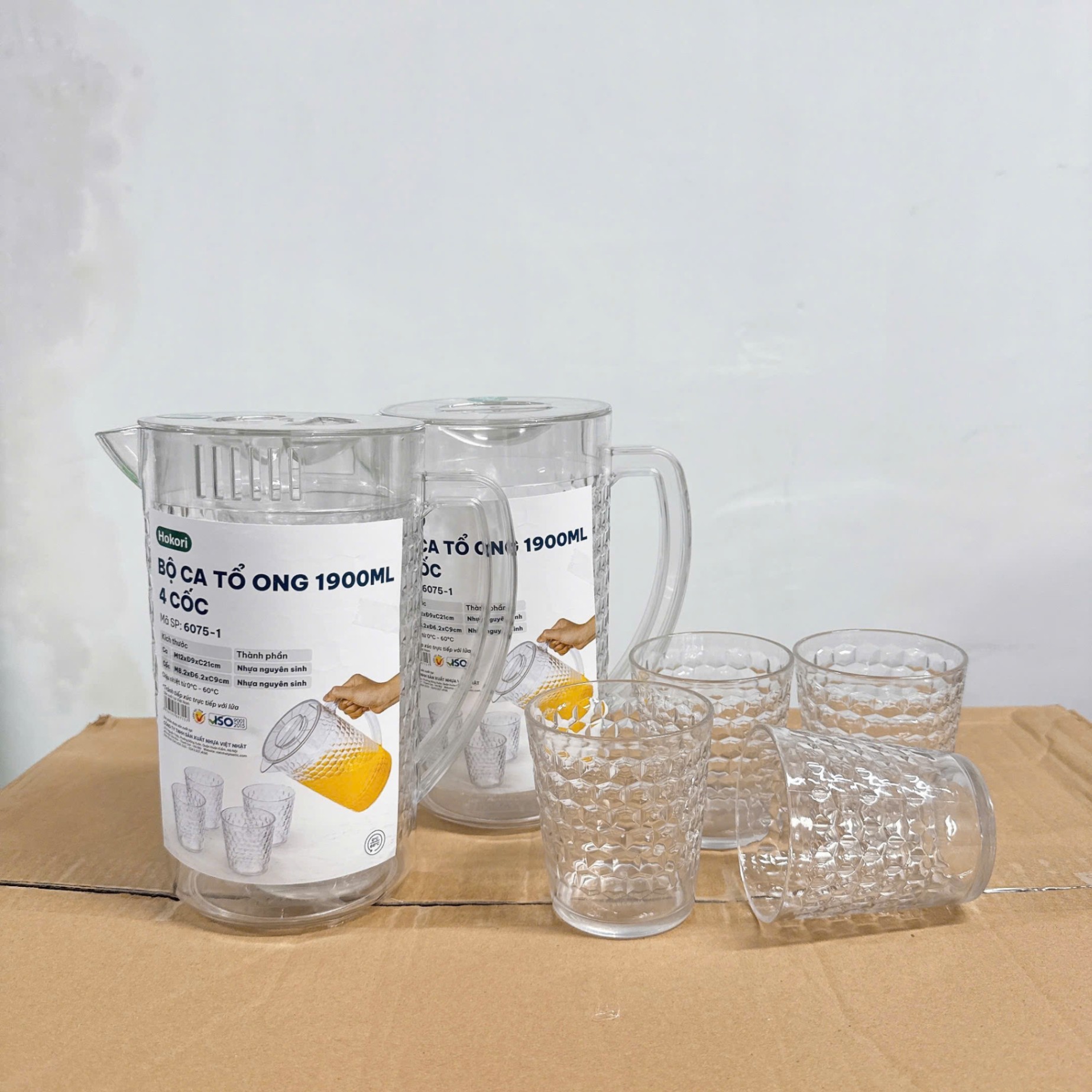 [12] Bộ Ca Tổ Ong 1900ml 4 Cốc Hokori 6075-1
