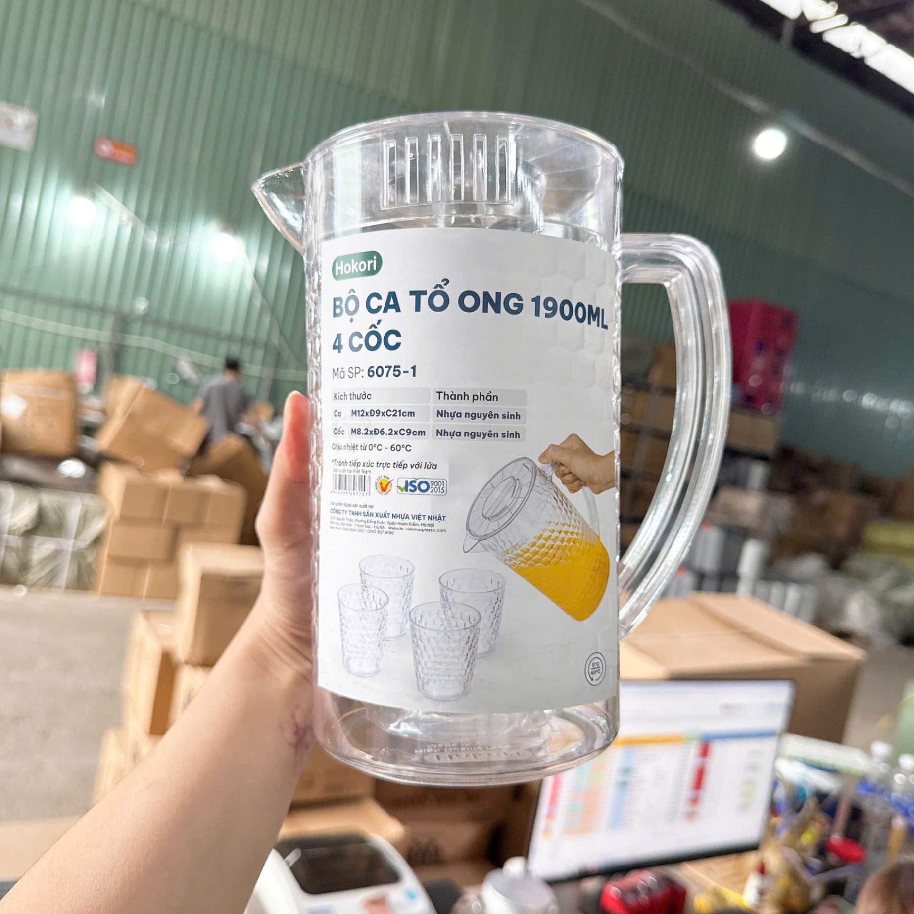 [12] Bộ Ca Tổ Ong 1900ml 4 Cốc Hokori 6075-1