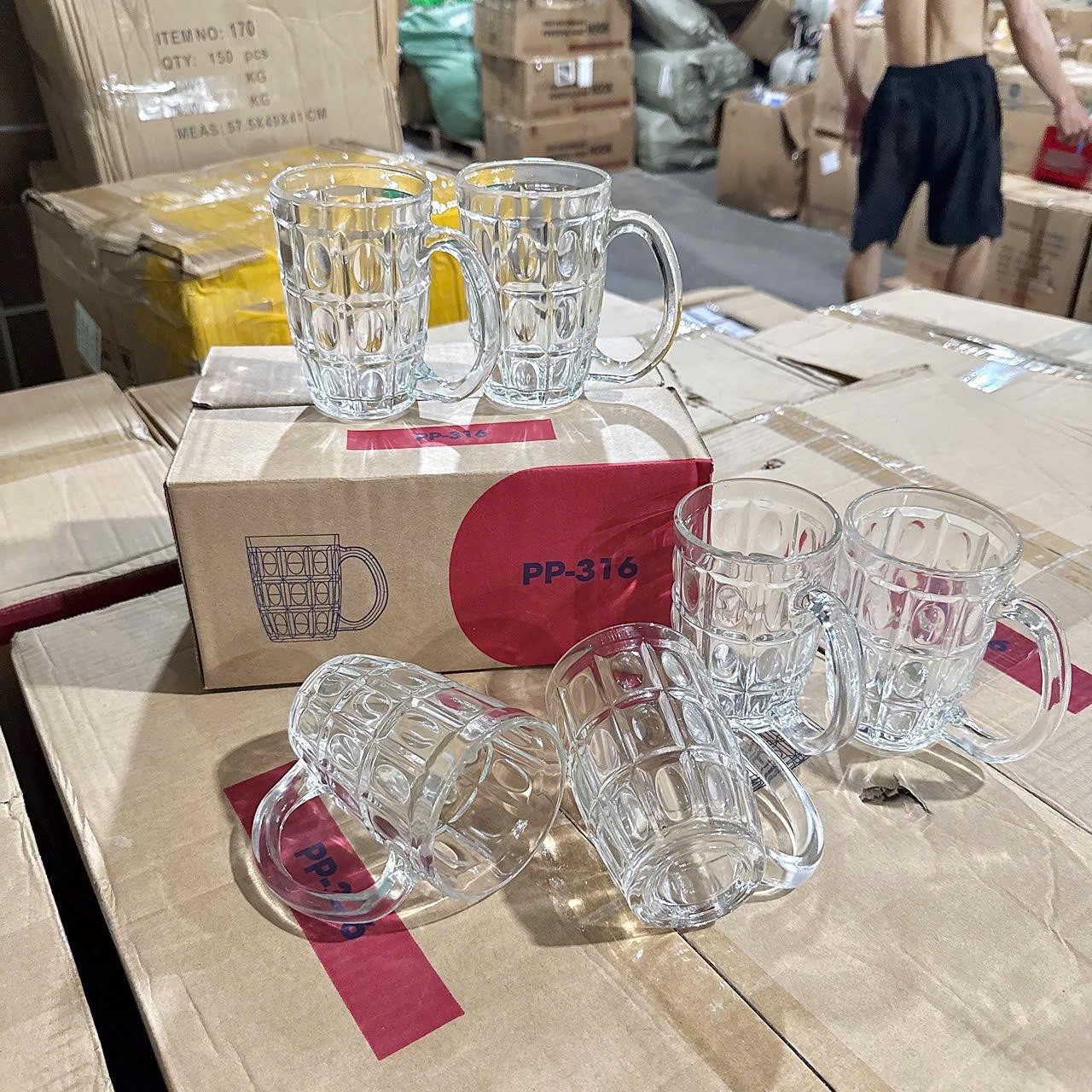 [12] Hộp 6 Ly Bia Thuỷ Tinh 380ml PCD 10007