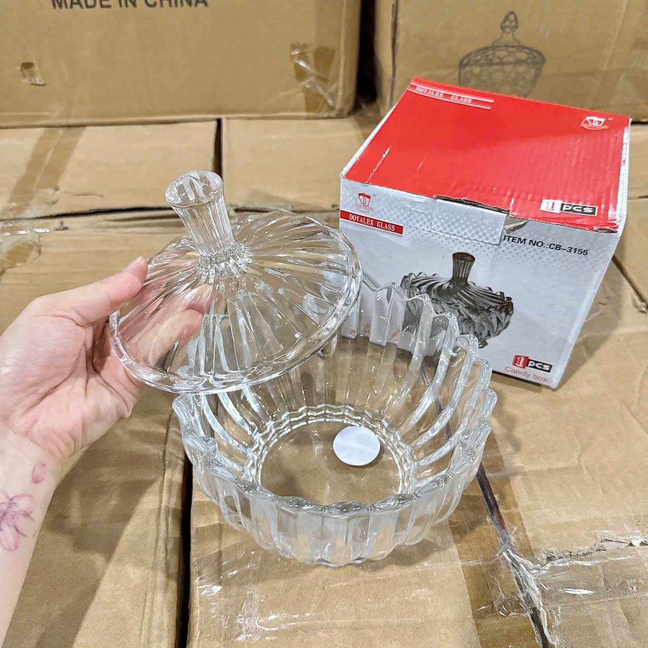 [18] Hũ Mứt Size Đại 16cm Trắng CB3155B