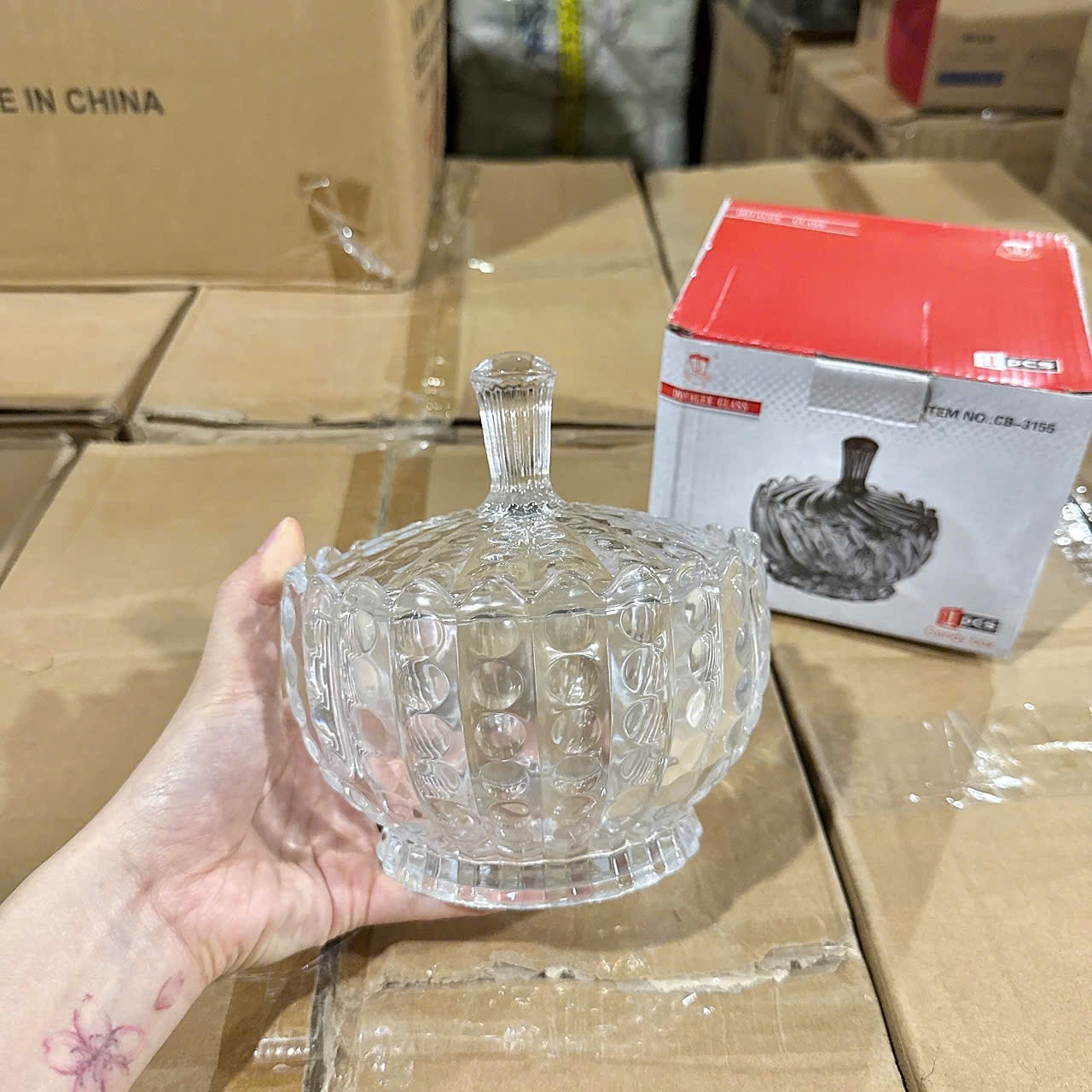 [18] Hũ Mứt Size Đại 16cm Trắng CB3155A