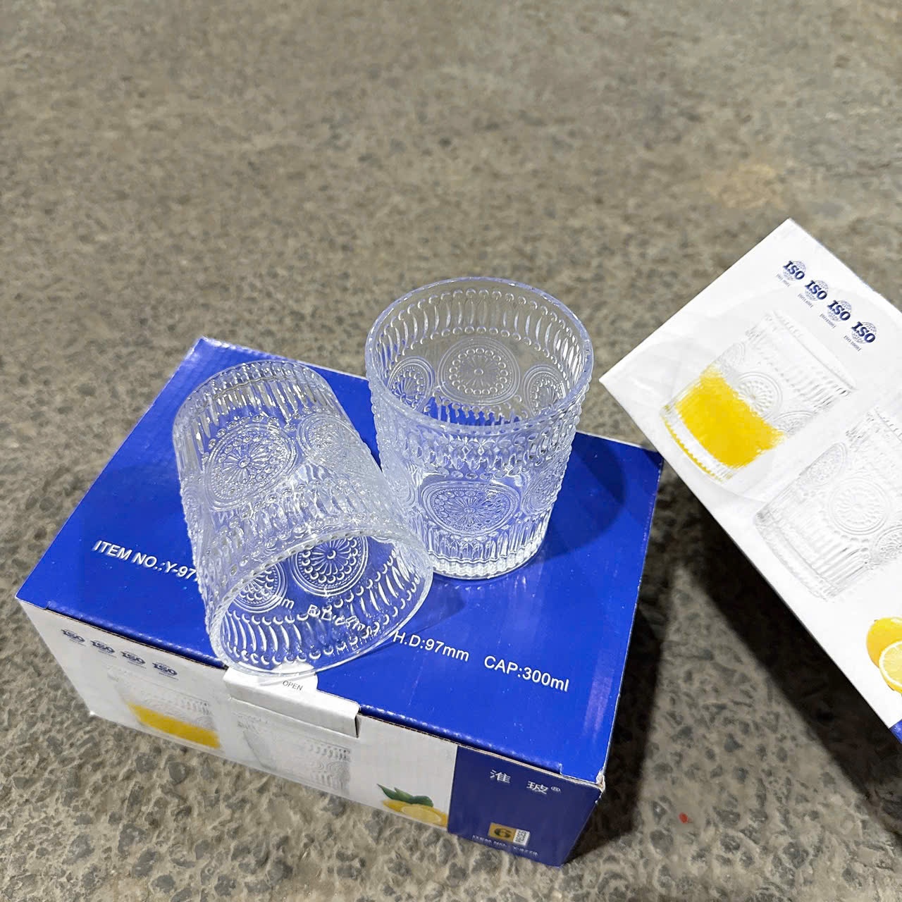 [12] Bộ 6 Cốc Thuỷ Tinh Vân Hướng Dương - THẤP 7cm