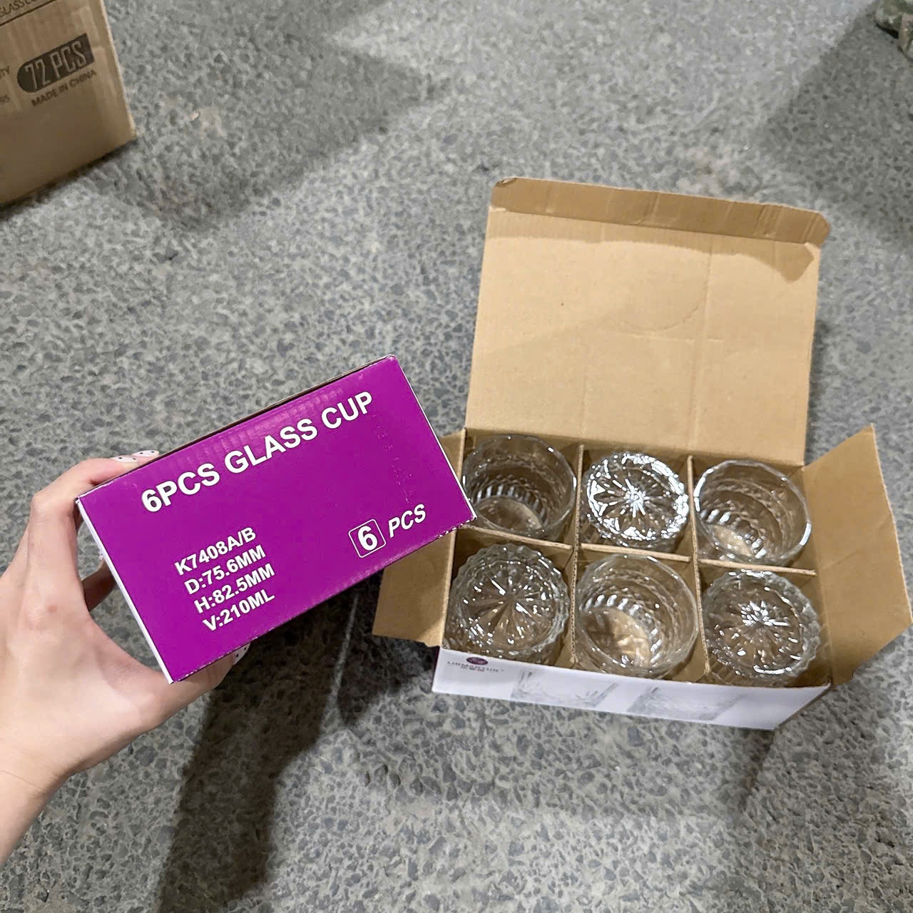 [12] Hộp 6 Ly Thuỷ Tinh 210ml-K7408