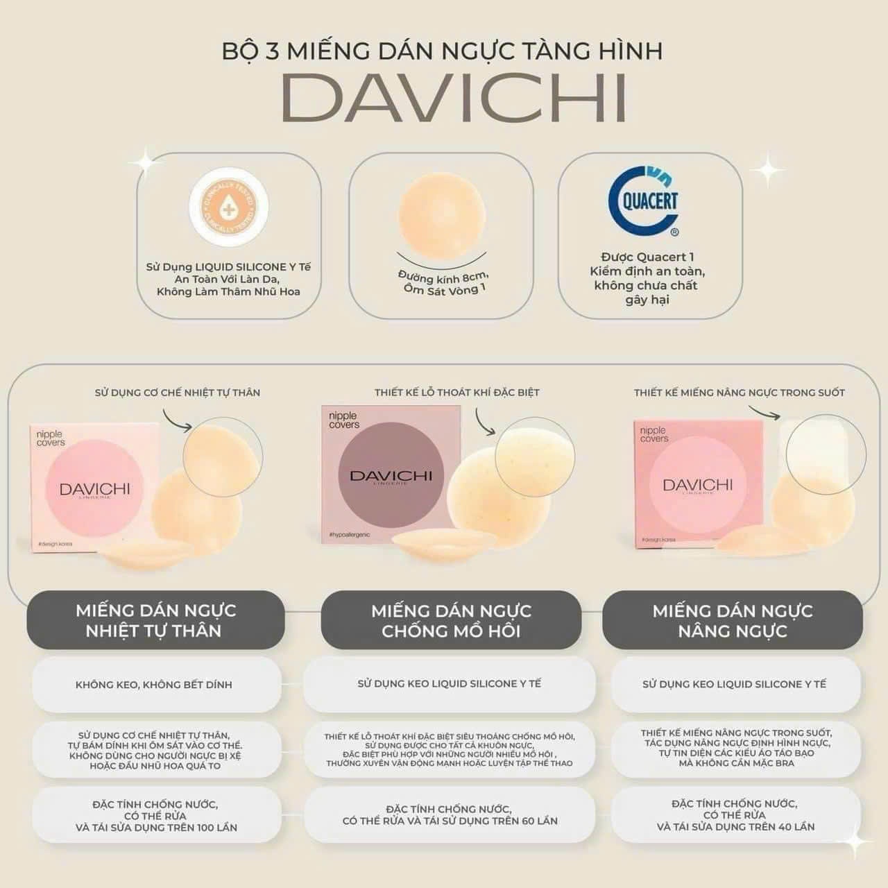 [500] Hộp 2 Miếng Dán Ngực Chống Mồ Hôi DAVICHI