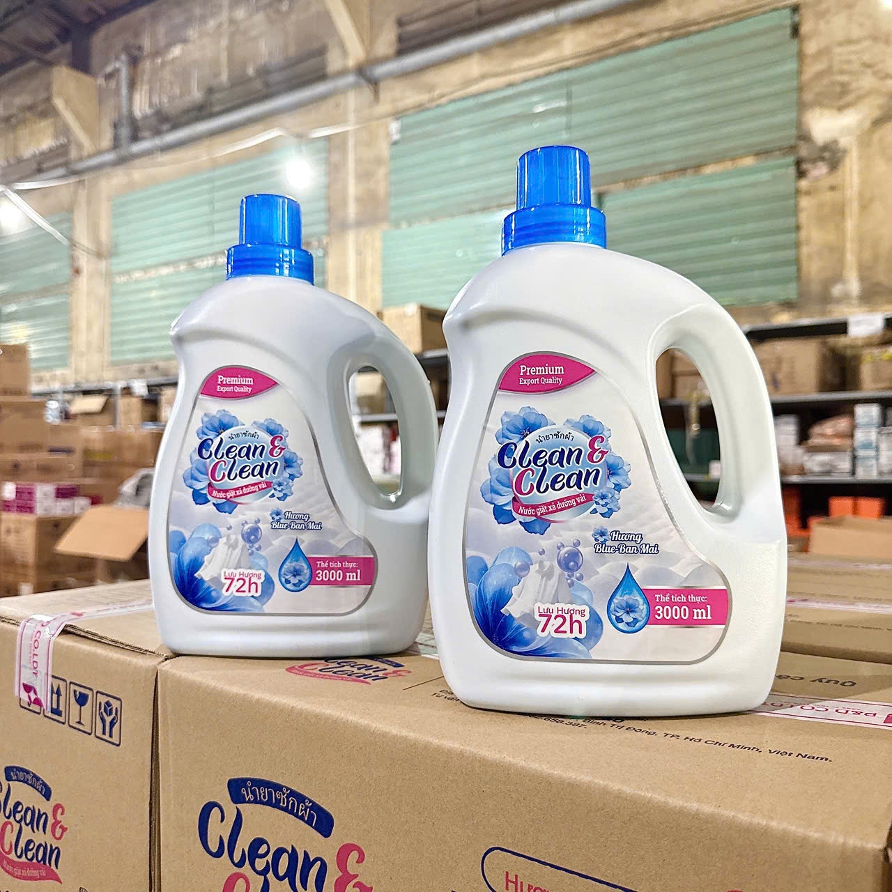 [4] Nước Giặt Xả Clean&Clean Hương Blue-Ban Mai(Can 3000ml)