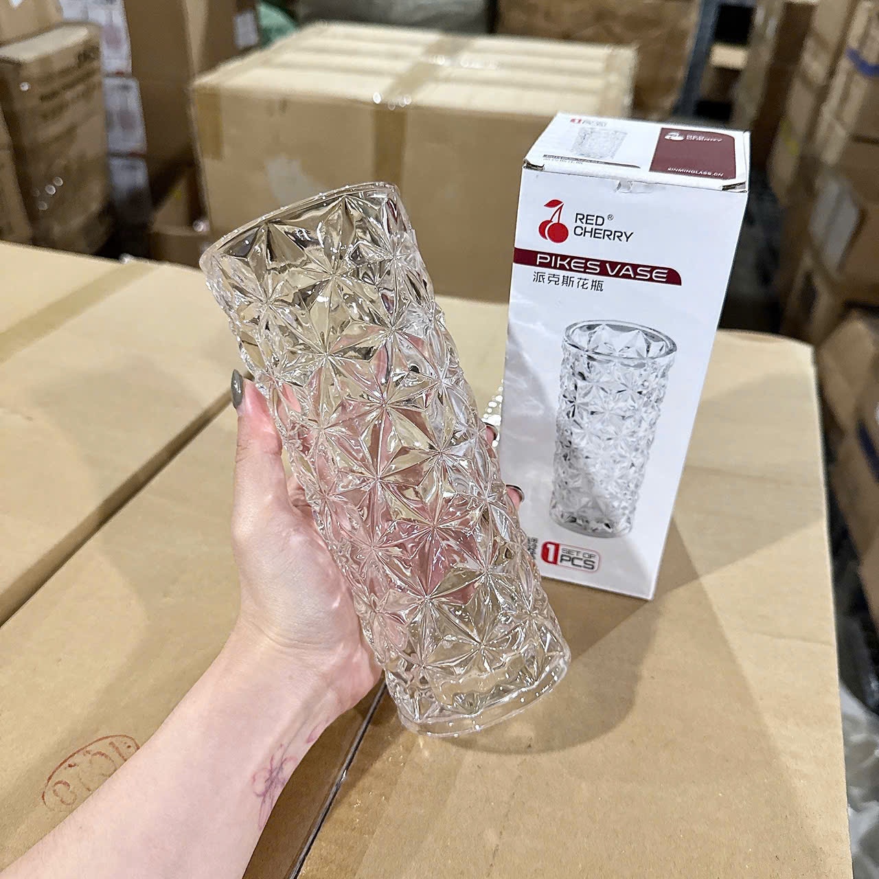 [24] Lọ Hoa Thuỷ Tinh Ống FB066B 20cm