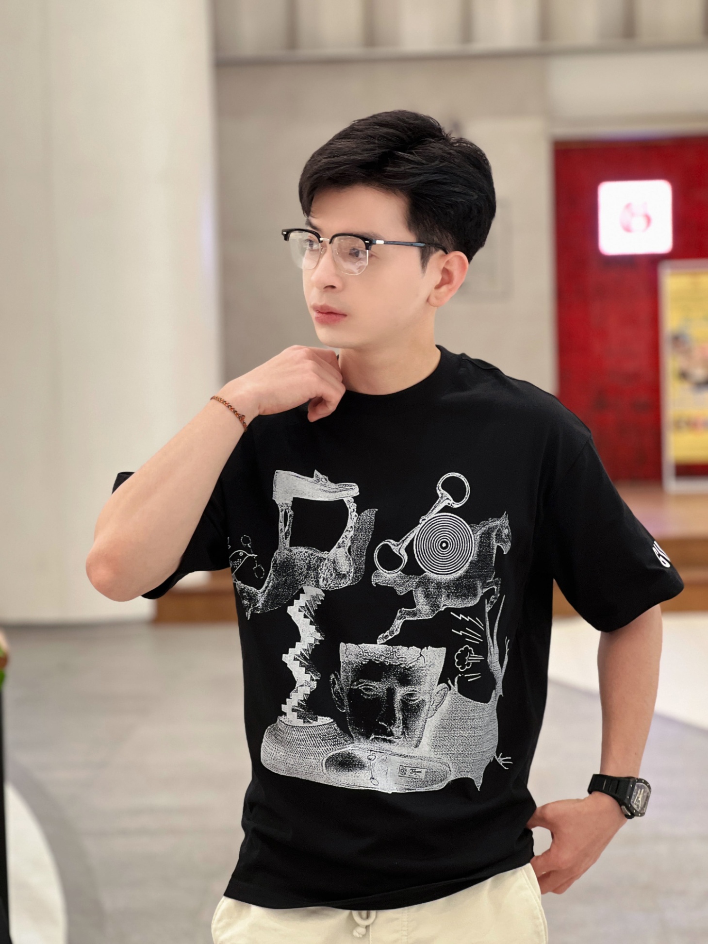 GUCCI - ĐEN HỌA TIẾT TRẮNG - GUCCI071-T