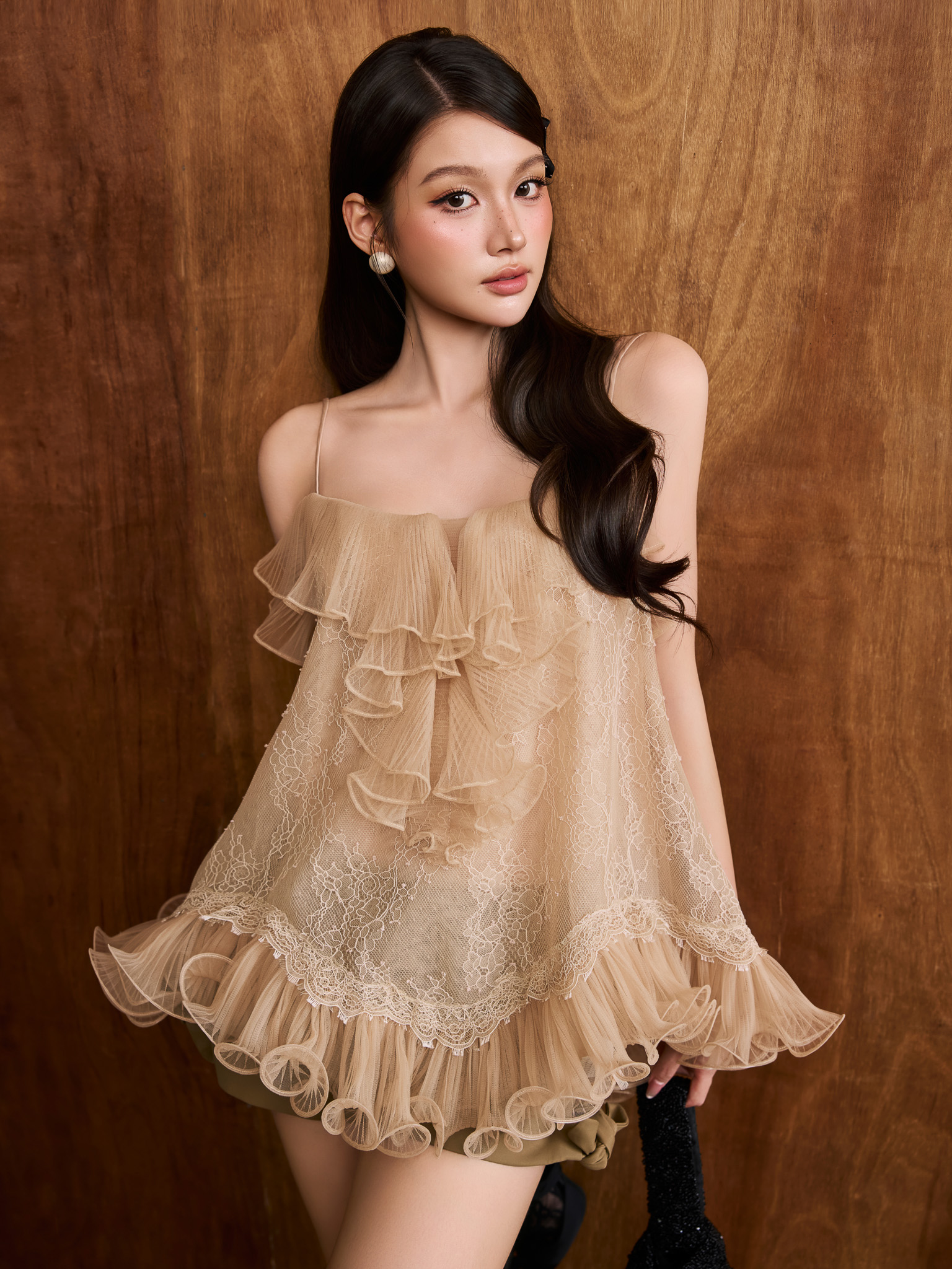 ÁO DAY REN VIÈN LƯỚI XOĂN