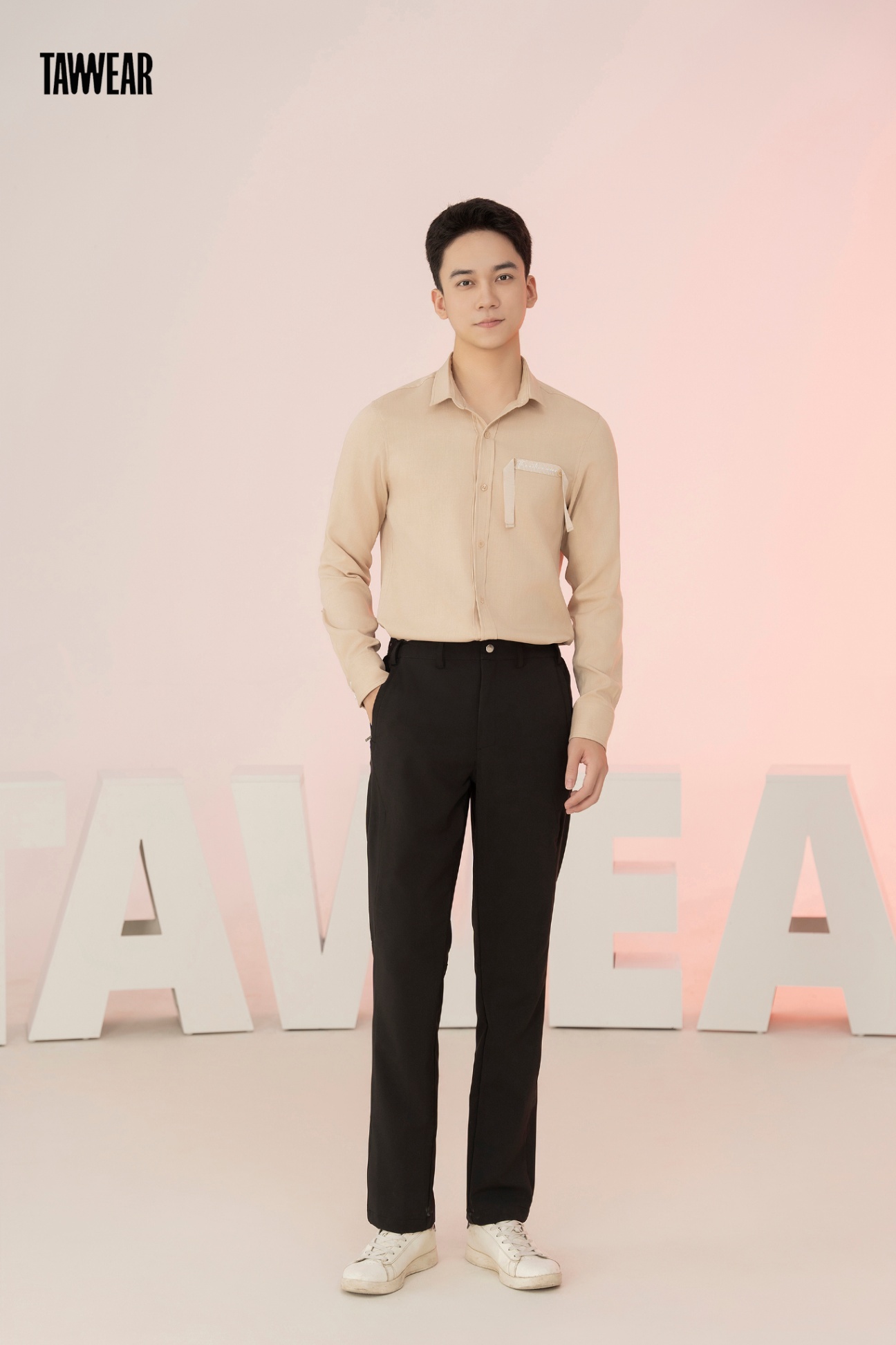 Áo Sơ Mi Nam Linen Be Dây Ngực AS302