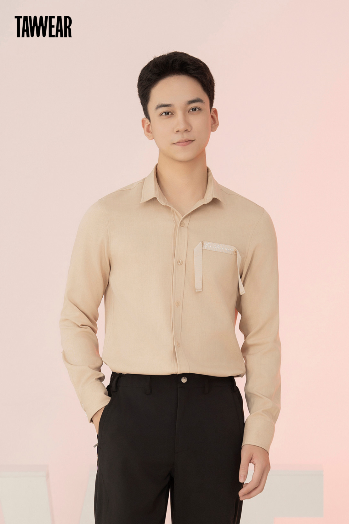 Áo Sơ Mi Nam Linen Be Dây Ngực AS302