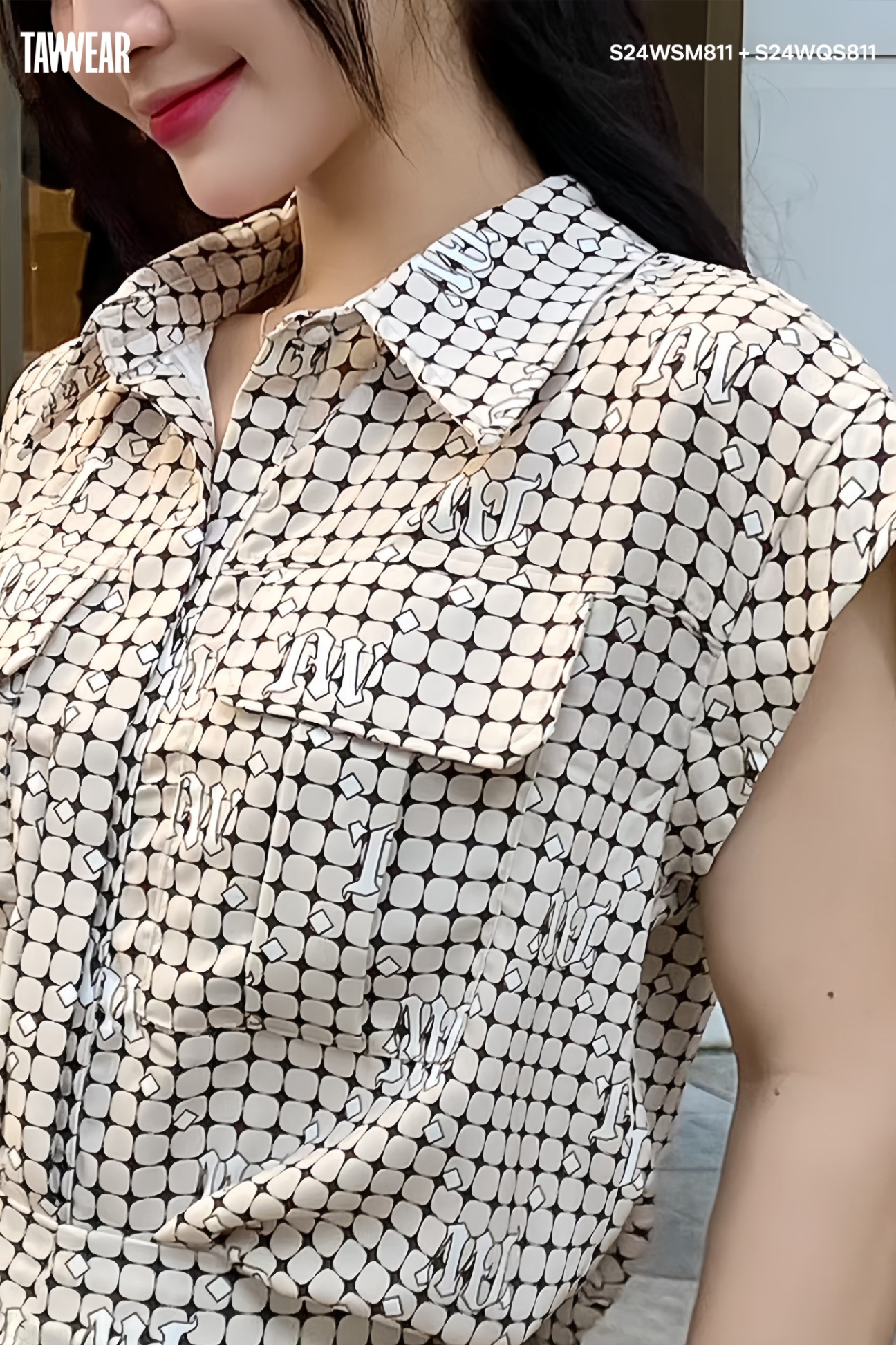 Bộ Quần Short Nữ Phối Áo Sơ Mi In Họa Tiết QS811SM811