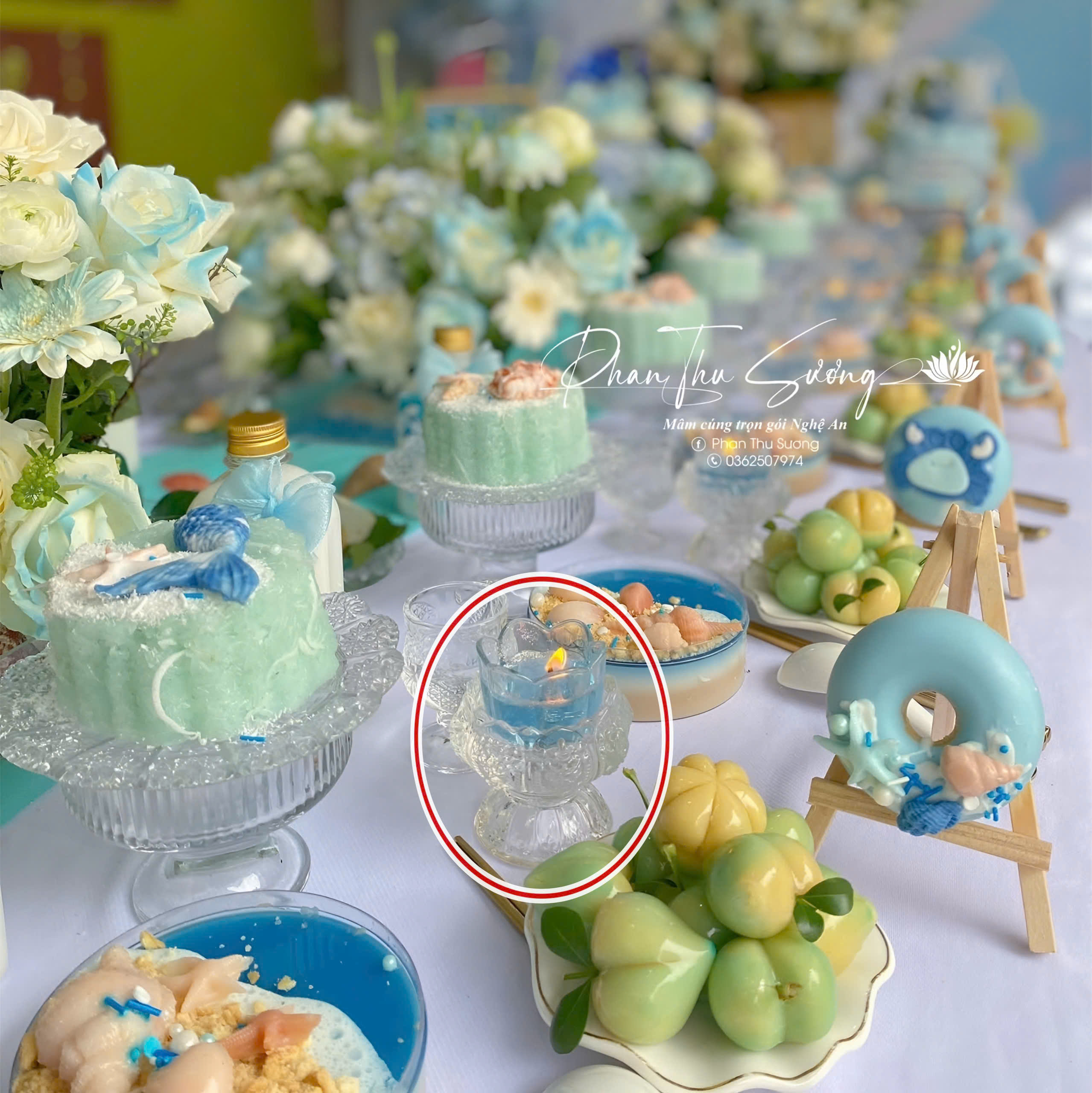 Ly thủy tinh có chân đựng Nến sang chảnh