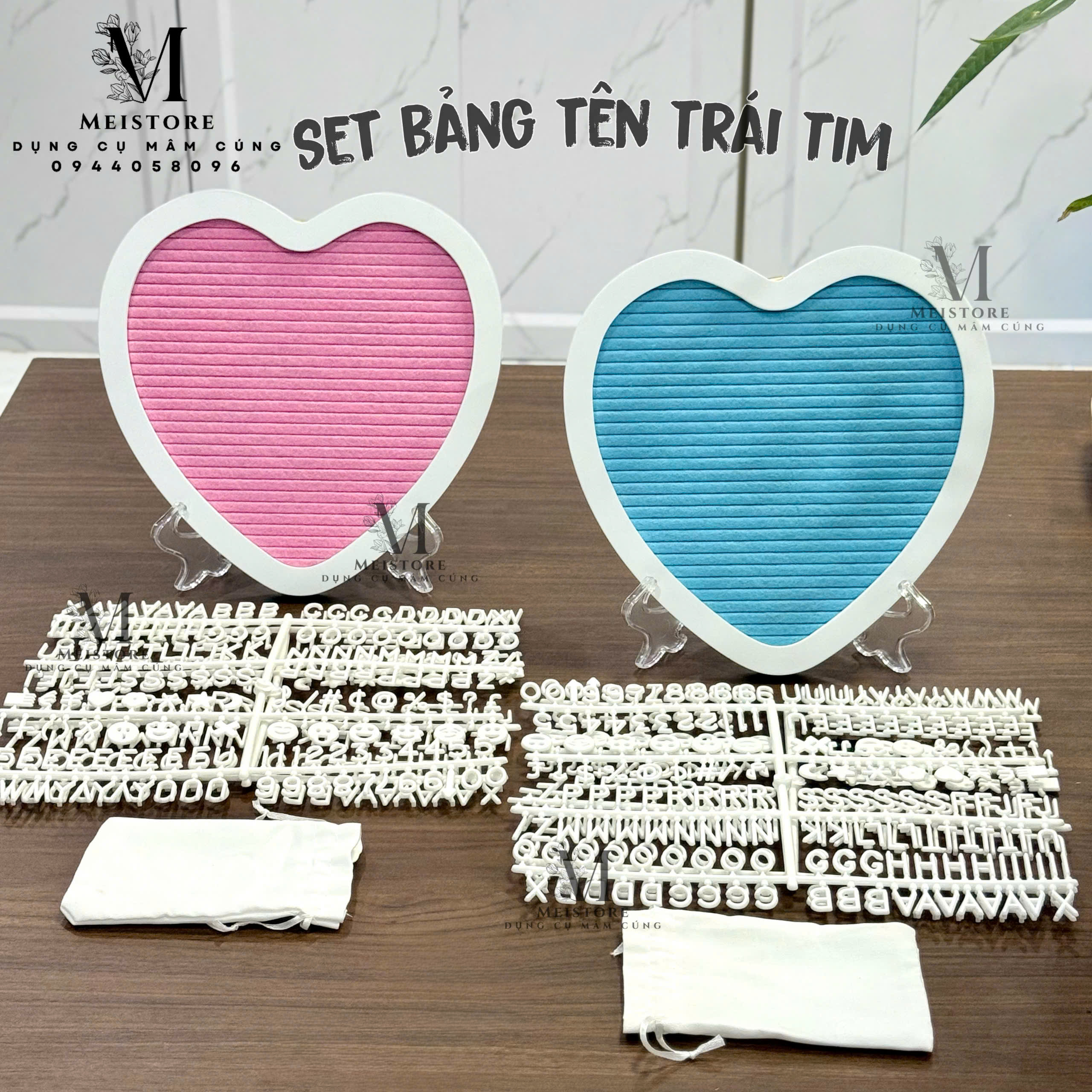 Set bảng tên trái tim