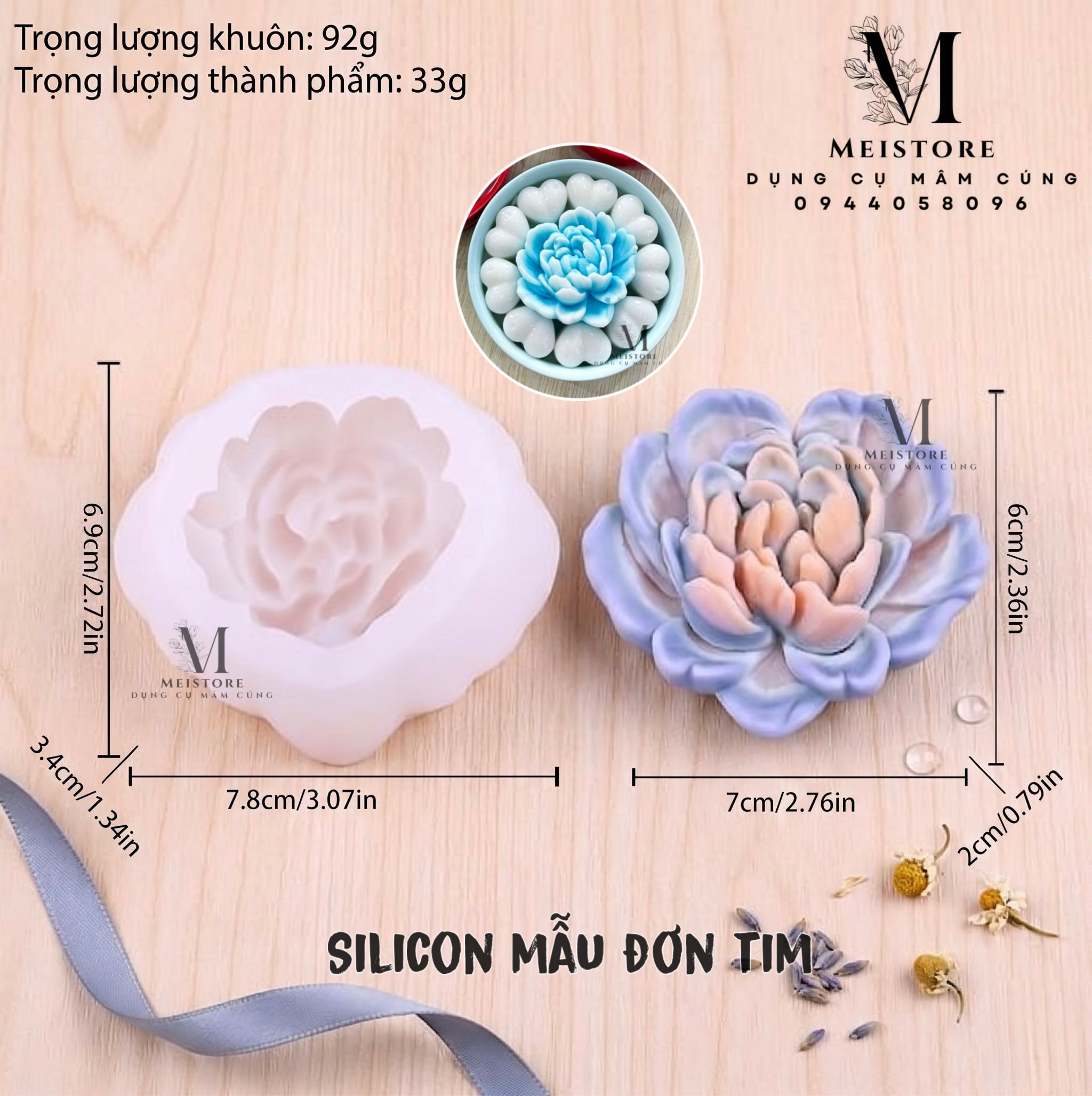Silicon mẫu đơn tim