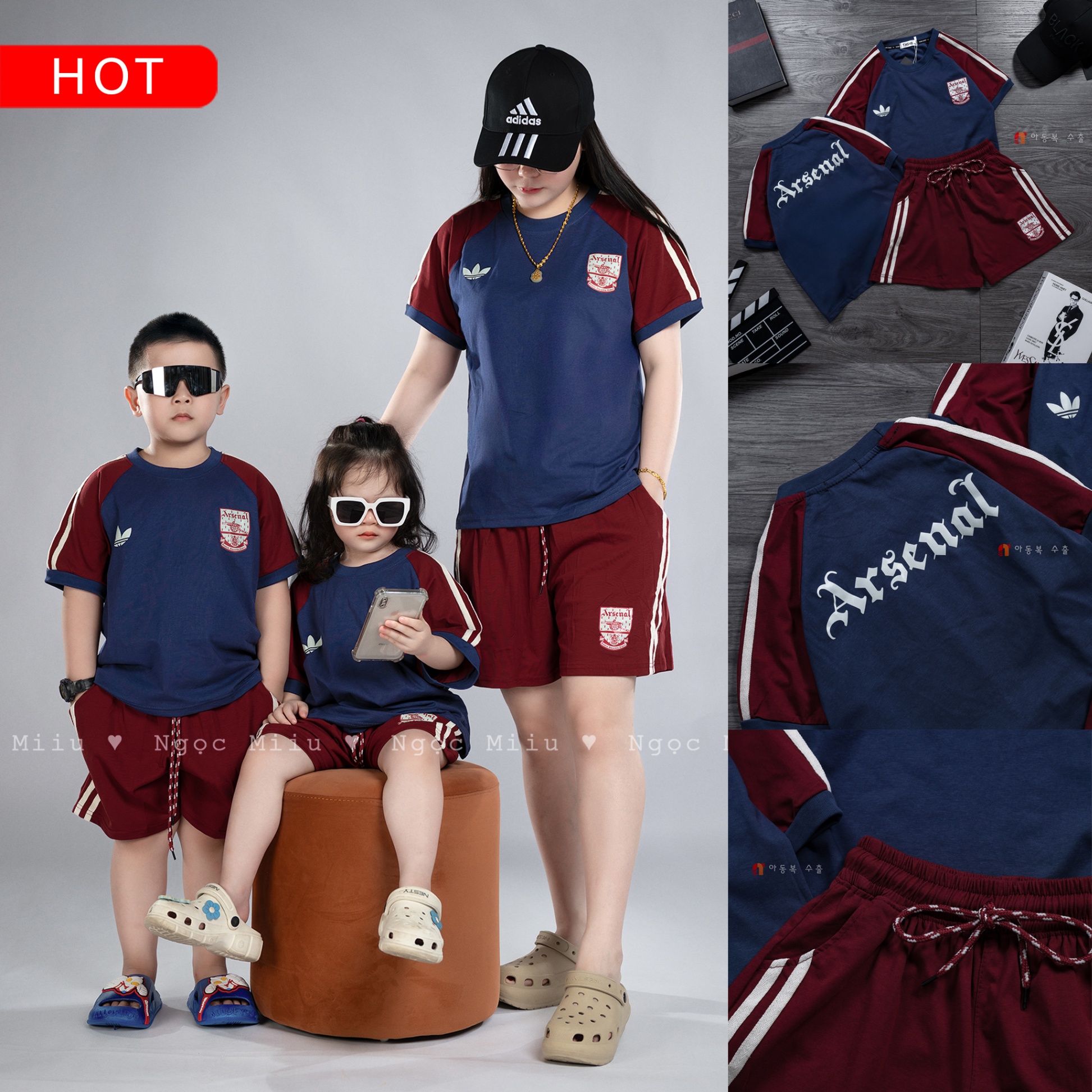Bộ Adidas xanh phối đỏ
