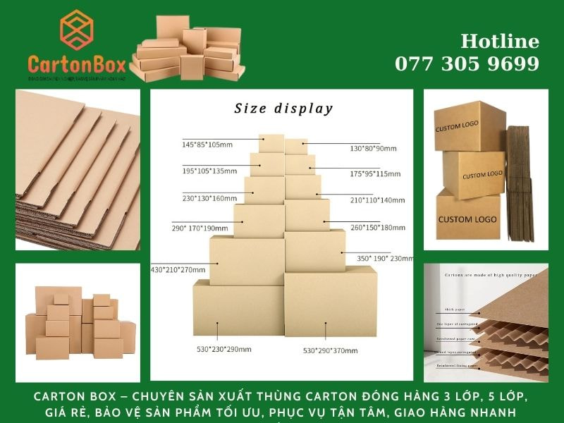 Hộp Carton Đóng Hàng Có Nắp Gài – Đóng Gói Nhanh Chóng