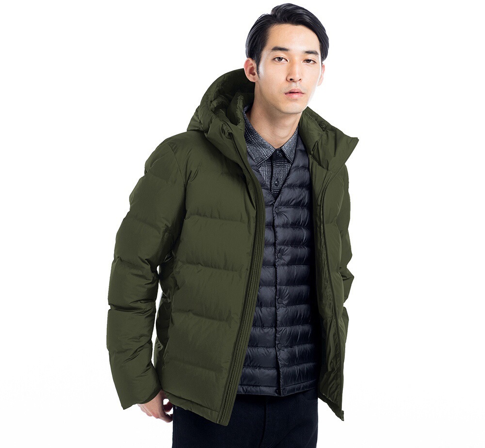 Áo lông vũ nam cổ trụ Size S - 57 Olive