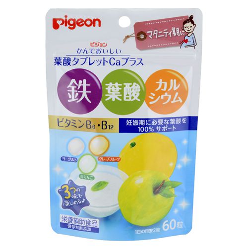 Viên uống Pigeon bổ sung Axit folic, canxi vị táo, bưởi, sữa chua 60 Viên