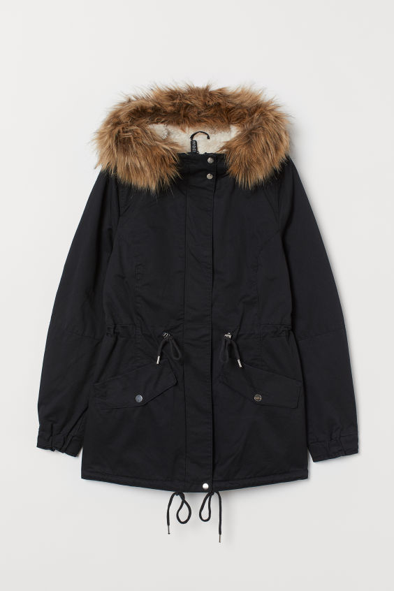 Áo khoác nữ Parka HM mũ lông size 36