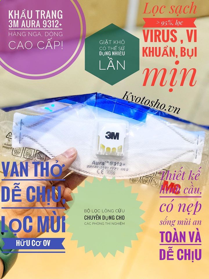 Khẩu trang lọc bụi mịn 3M Aura 9312