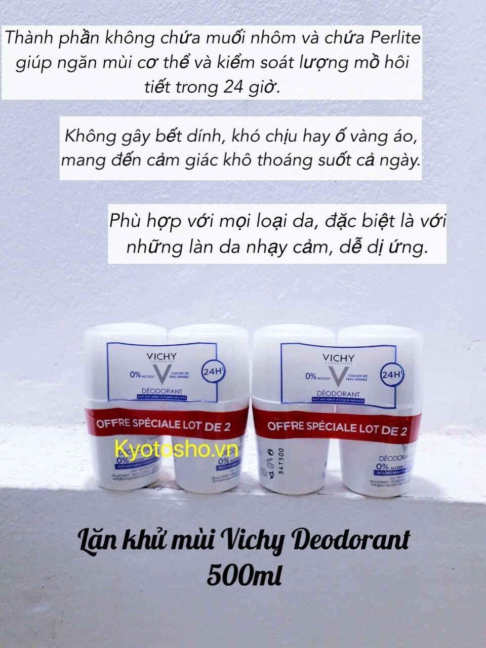 Lăn khử mùi Vichy Deodorant 50ml nắp trắng