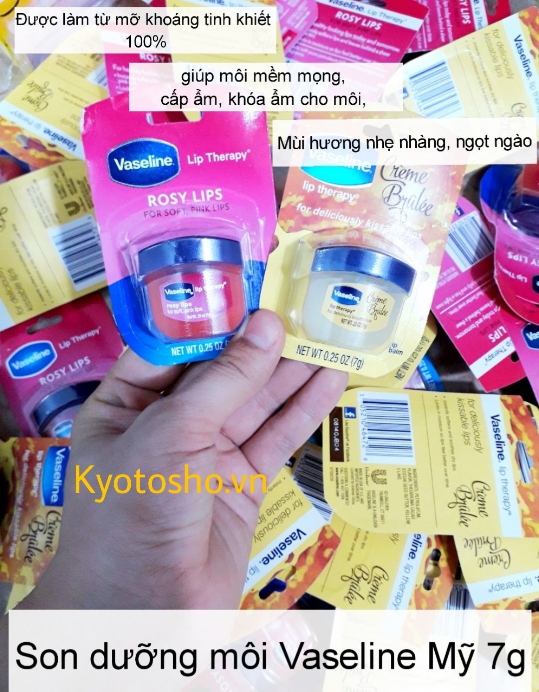 Sáp dưỡng môi Vaseline Rosy Mỹ 7g