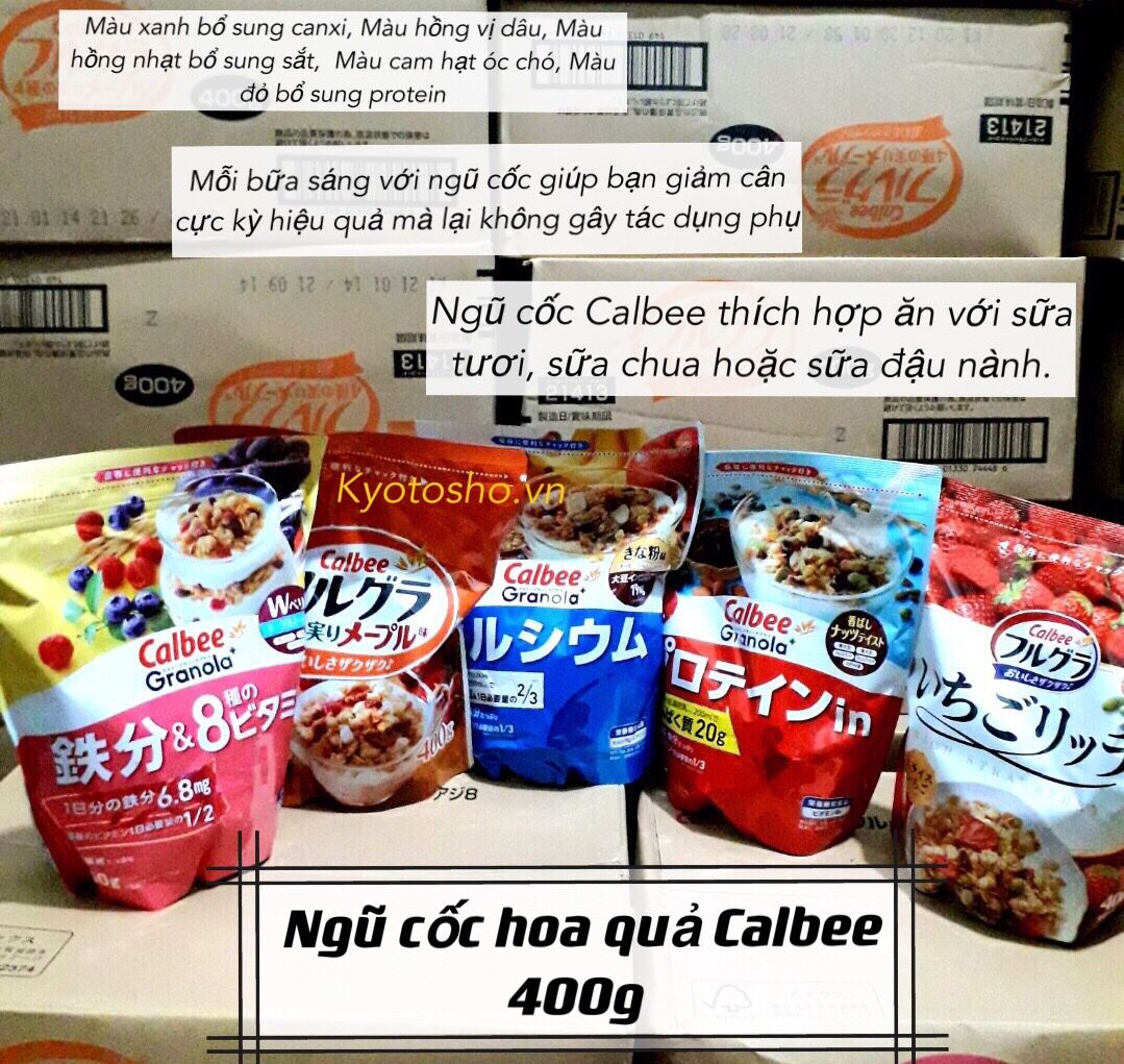 Ngũ cốc hoa quả Calbee đỏ vị dâu 400g