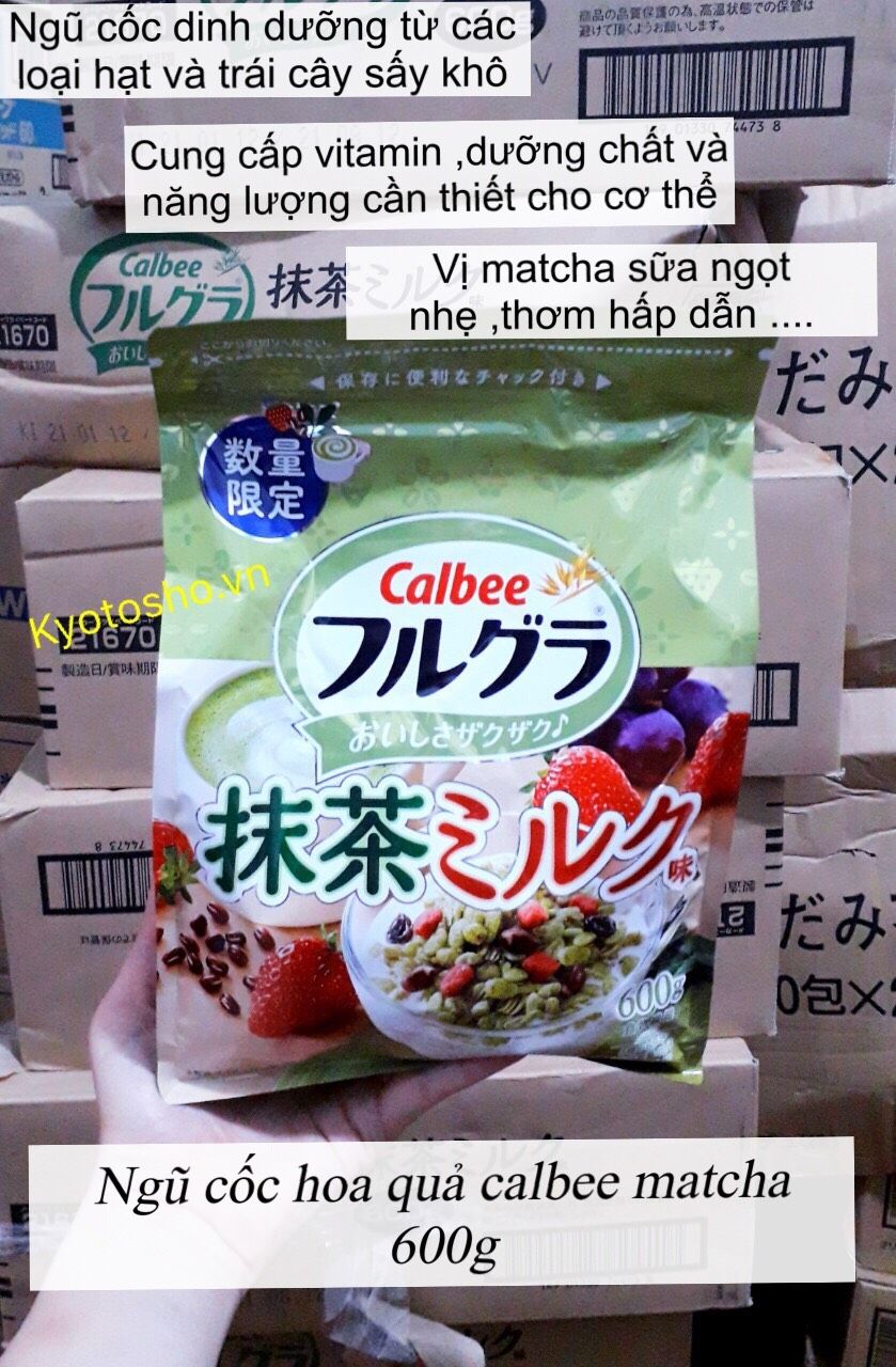 Ngũ cốc hoa quả Calbee xanh matcha 600g