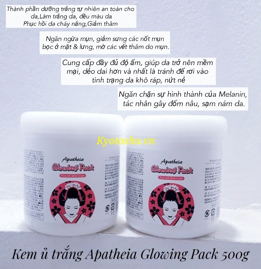 Kem ủ trắng da mặt và toàn thân Apatheia Glowing Pack 500g