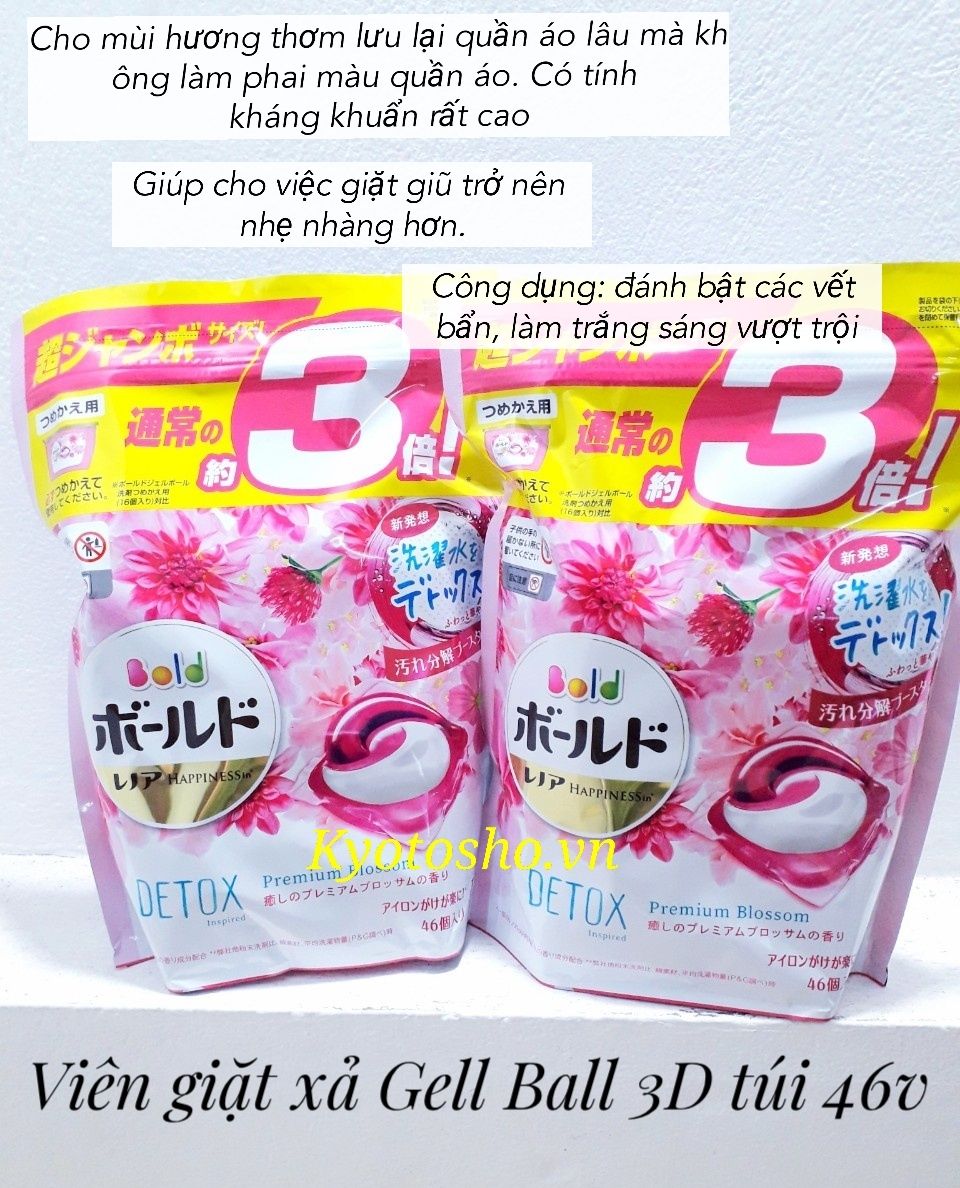 Viên giặt xả Gell Ball 3D tím túi 46v(8g/thùng)