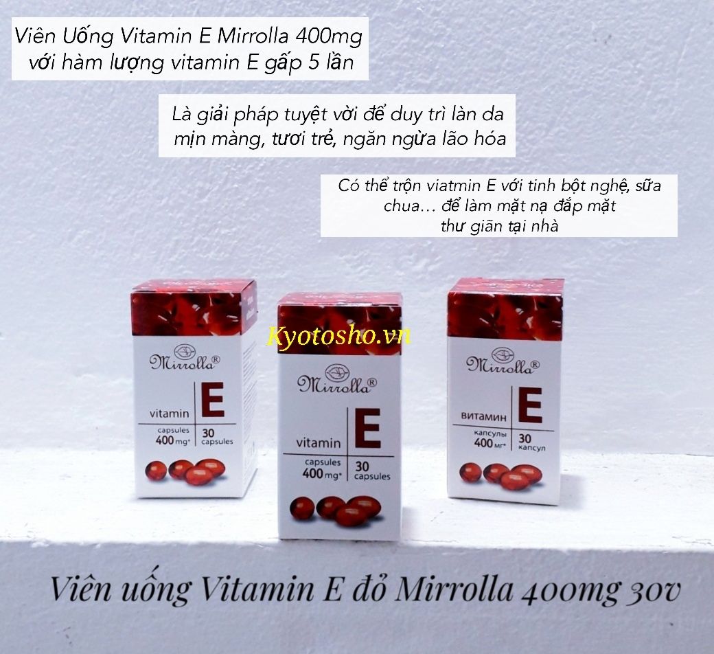 Viên uống Vitamin E đỏ Mirrolla 400mg 30v(T96)