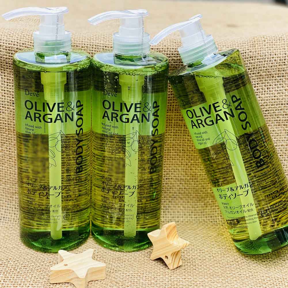 Sữa Tắm Kumano Deve Dưỡng Ẩm Sáng Da Dầu Olive & Argan 800ml Olive & Argan Body Soap